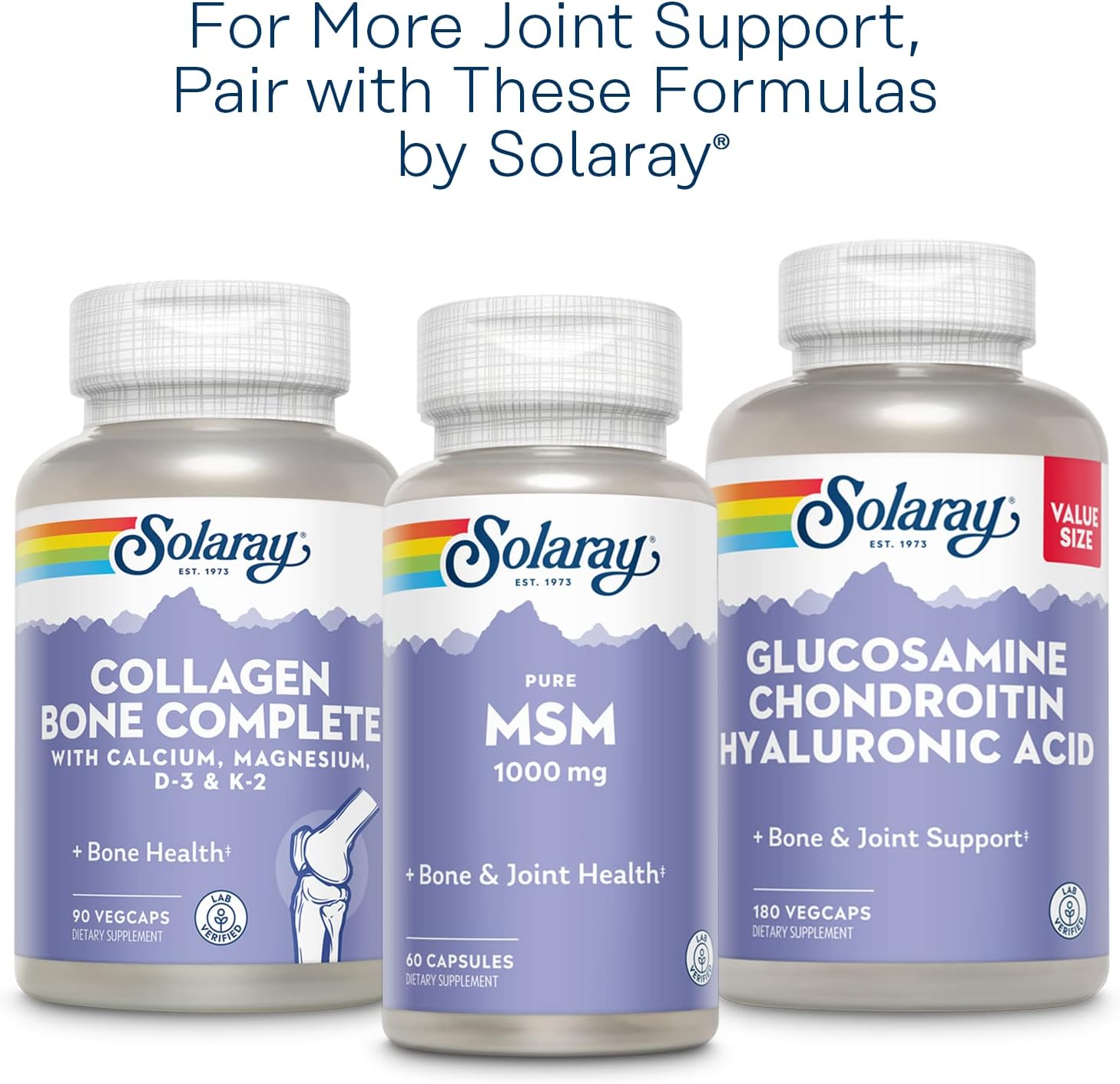 SOLARAY Glucosamine Sulfate 1500 mg, 120 VegCaps | Joint Mobility & Connective Tissue Support - Glucosamine, Turmeric & Boswellia - 60 Servings - Lab Verified