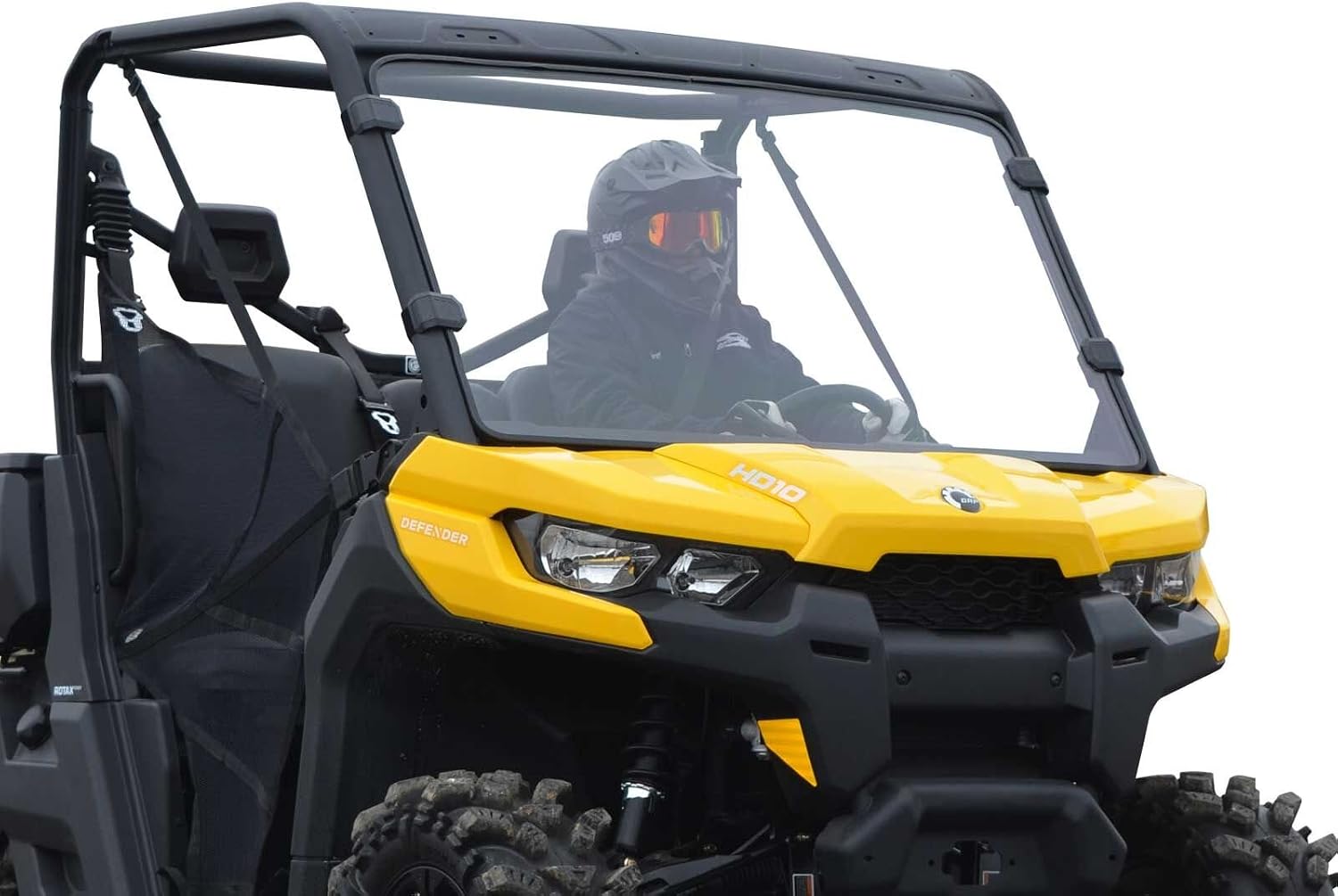 SuperATV Scratch Resistant Full Windshield for Can Am Defender HD5 /HD8 / HD10/ MAX (See Fitment)|Hard Coated for Extreme Durability|1/4" Thick