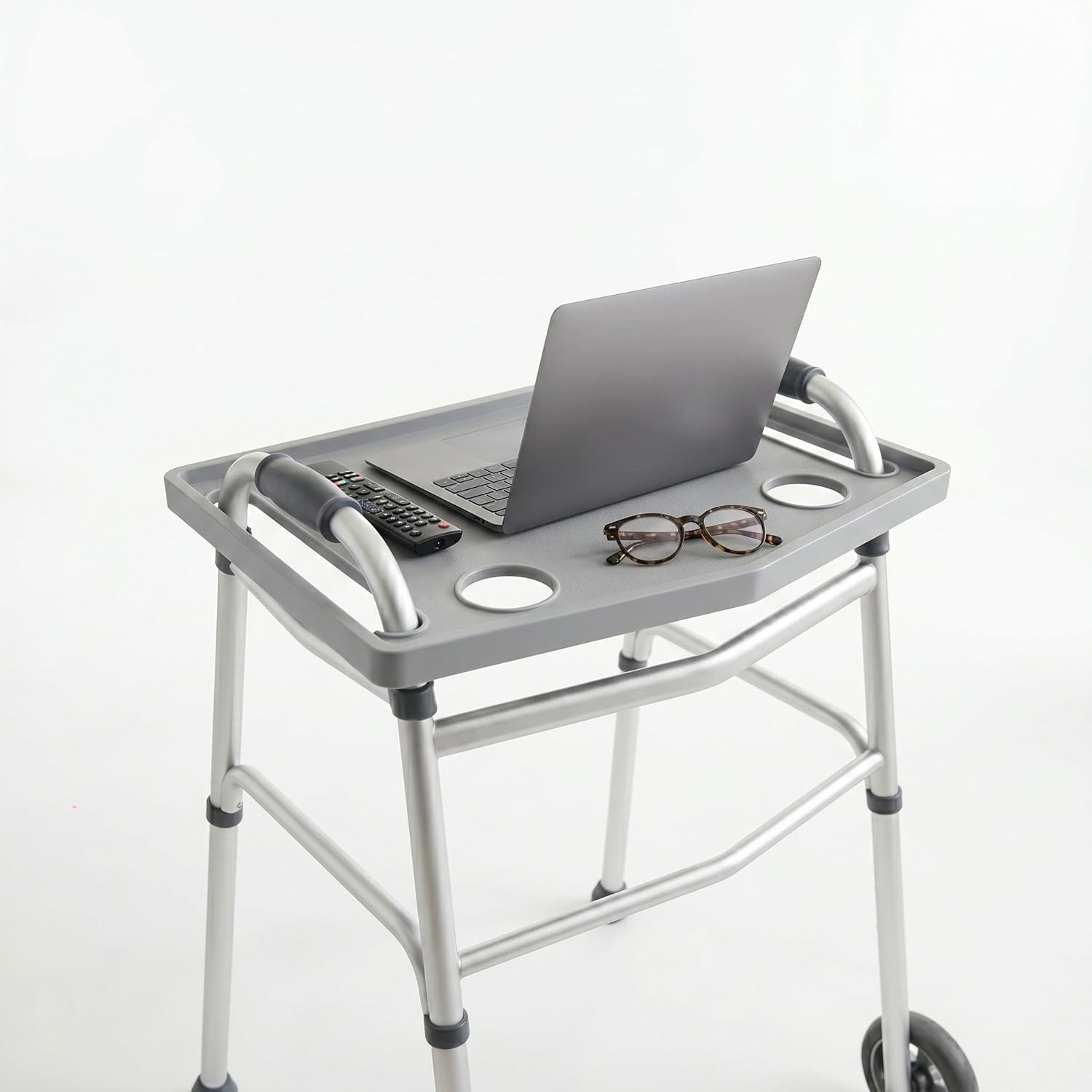 Bluestone Walker Tray- Upright with Holders-Universal Table Fits Most Standard Folding Walkers-Home Mobility Medical Equipment Accessories