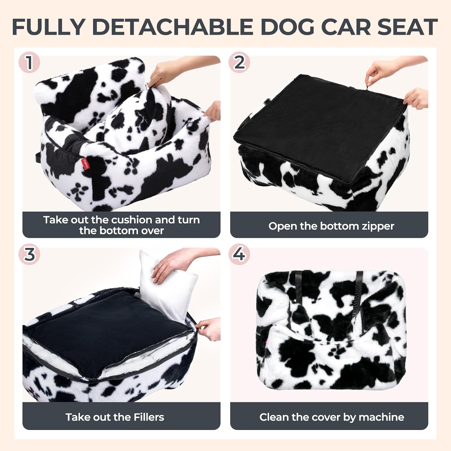 BurgeonNest Dog Car Seat for Small Dogs & Cats Under 25 lbs,Black