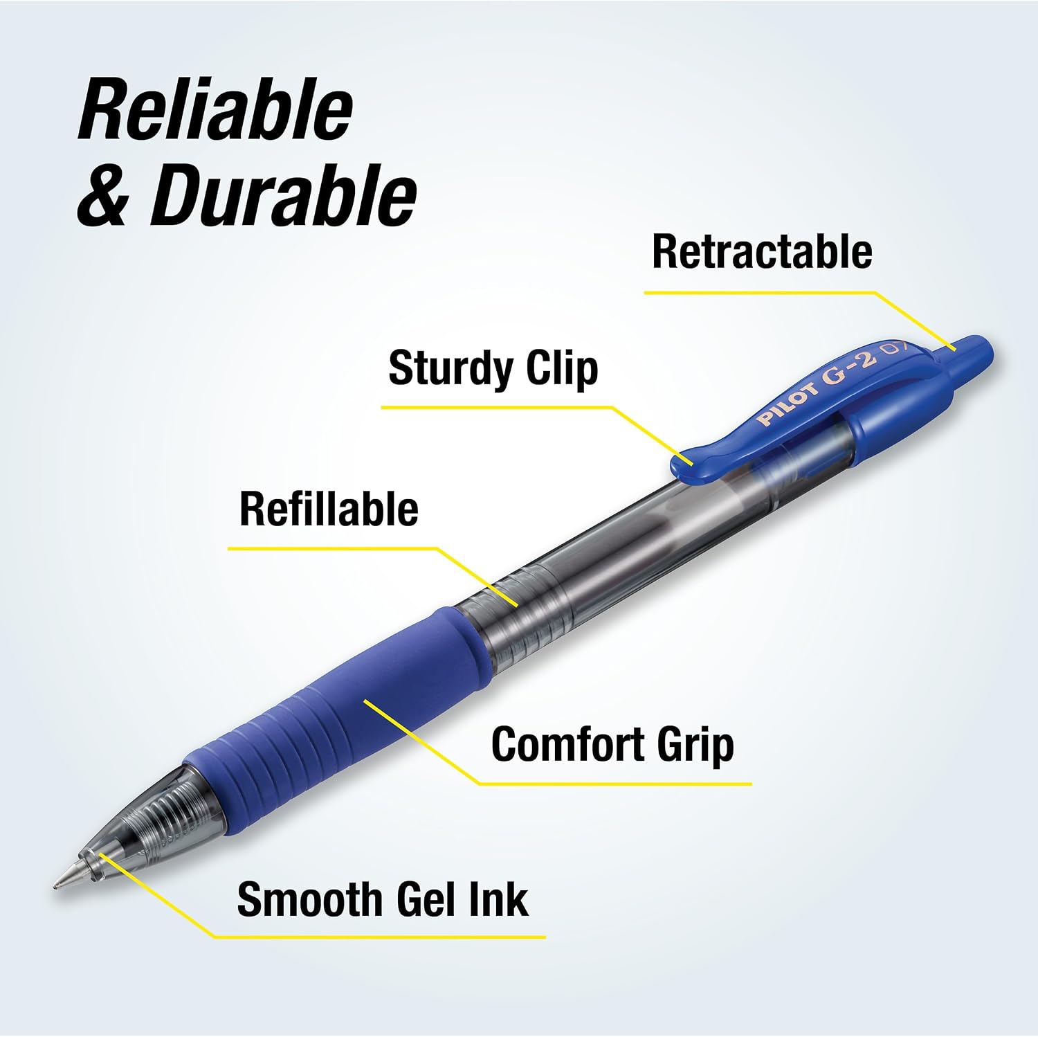PILOT G2 Pens, 0.7mm, Black Ink, 12-Pack