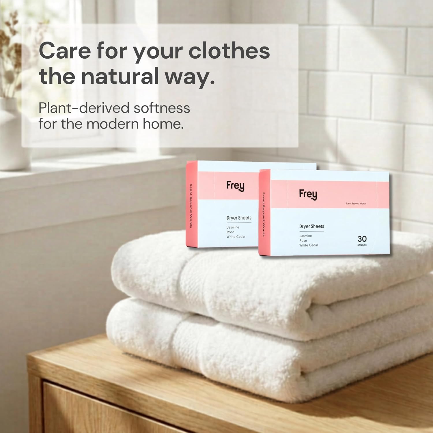 FREY Naturally Scented Dryer Sheets, 2-Pack, Cedar Grove