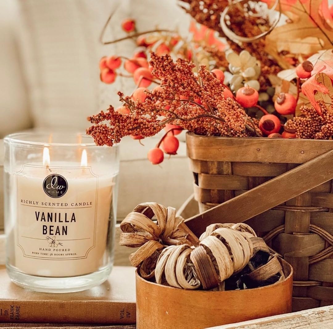 DW Home Vanilla Bean Scented Candle for Home, 15 oz, Large Double Wick Candle Jar, Up to 56H Burn Time, Luxury Scented Candle for Relaxation, Gifting, Home Decor