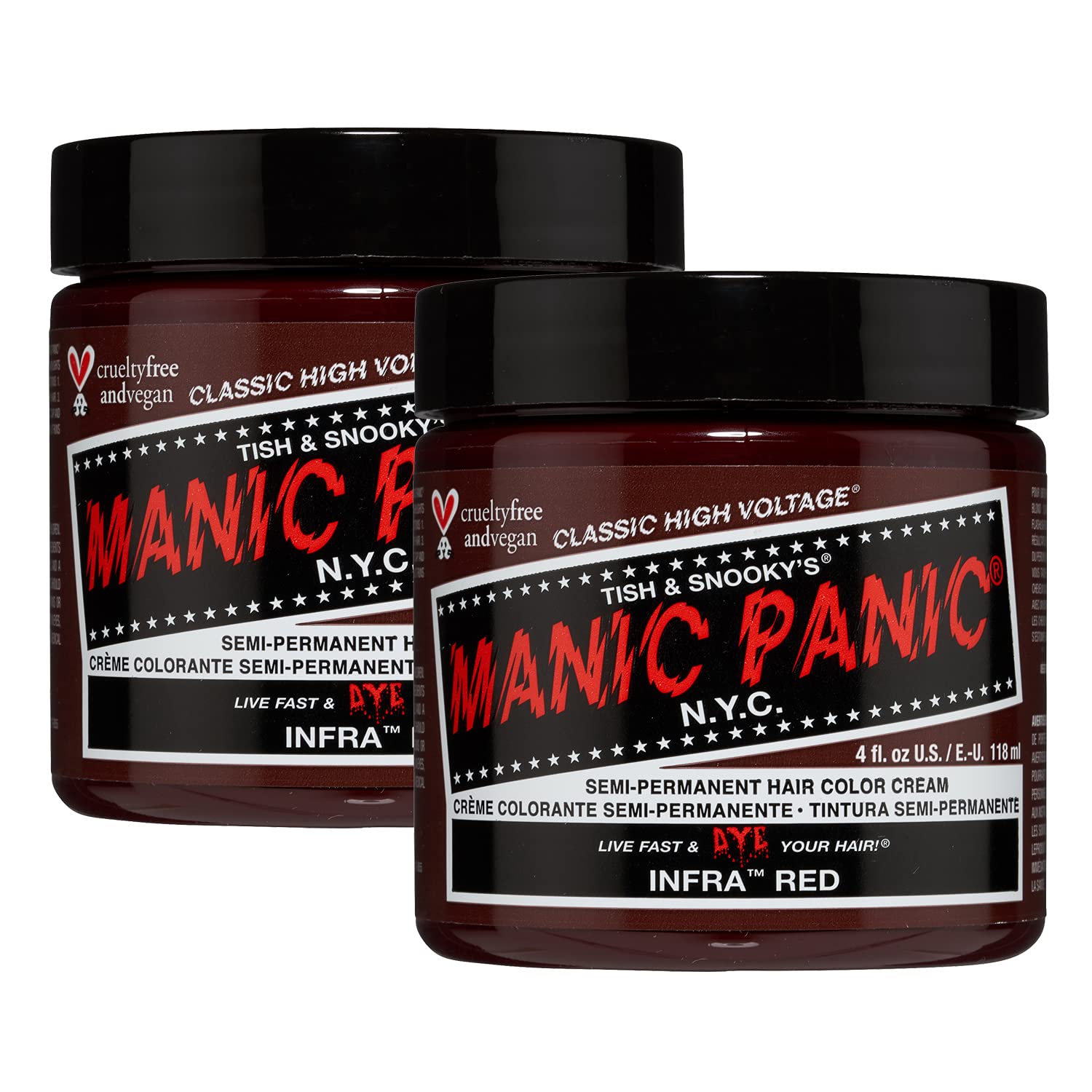 MANIC PANIC Classic Cotton Candy Pink Semi Permanent Hair Color - Bright Pink Hair Dye for Women & Men That Lasts 4-6 Weeks - Vegan, Ammonia & Cruelty-Free - Create & Mix Custom Shades (4oz / 2pk)