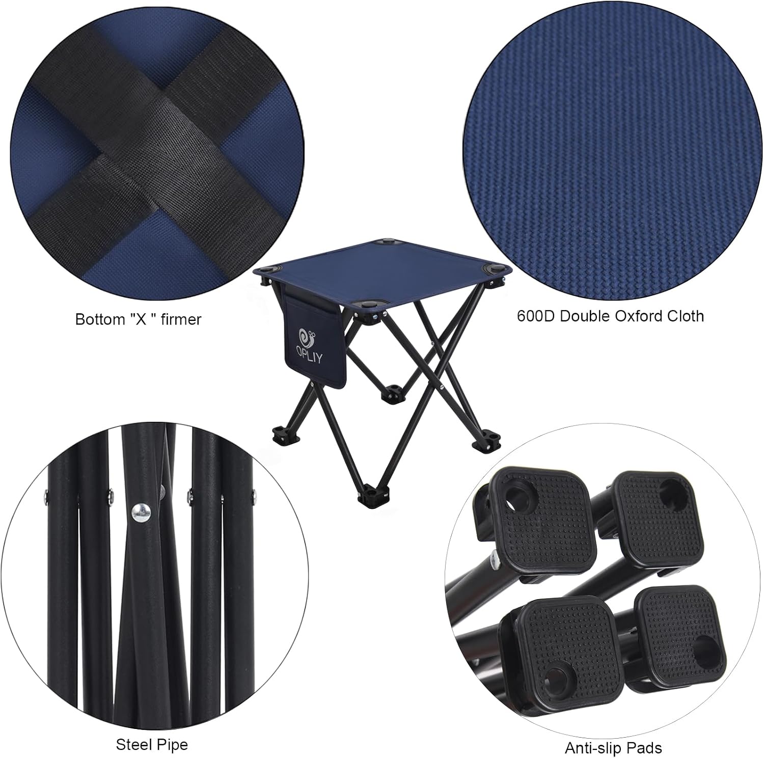 Opliy Camping Stool, Folding Small Chair Portable Camp Stool for Camping Fishing Hiking Gardening and Beach, Camping Seat with Carry Bag (Blue-Leaf)