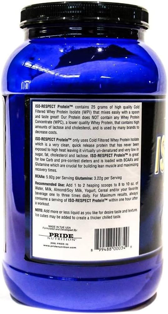 #1 Whey Protein Isolate Shake- Iso-Respect Protein Vanilla 60 Servings– Best Whey Protein Powder for Women & Men – No Lactose - Mixes with a Spoon