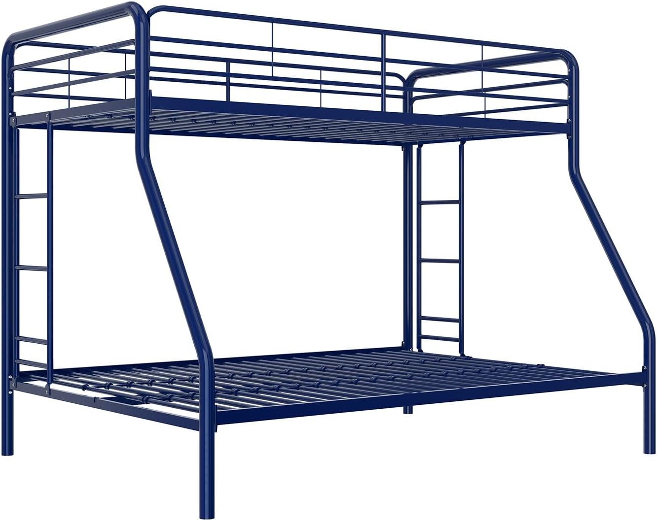 DHP Twin-Over-Futon Convertible Couch and Bed with Metal Frame, Ladder and Guardrails - Black