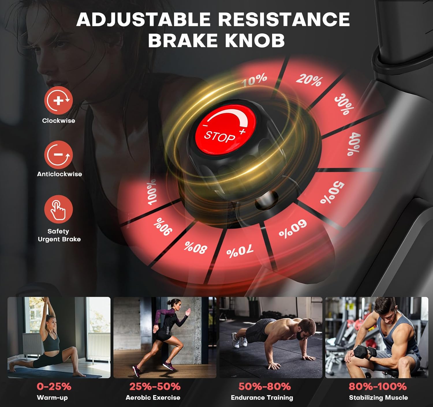 Exercise Bike, Adjustable Magnetic Resistance Stationary Bikes for Home with App Compatible