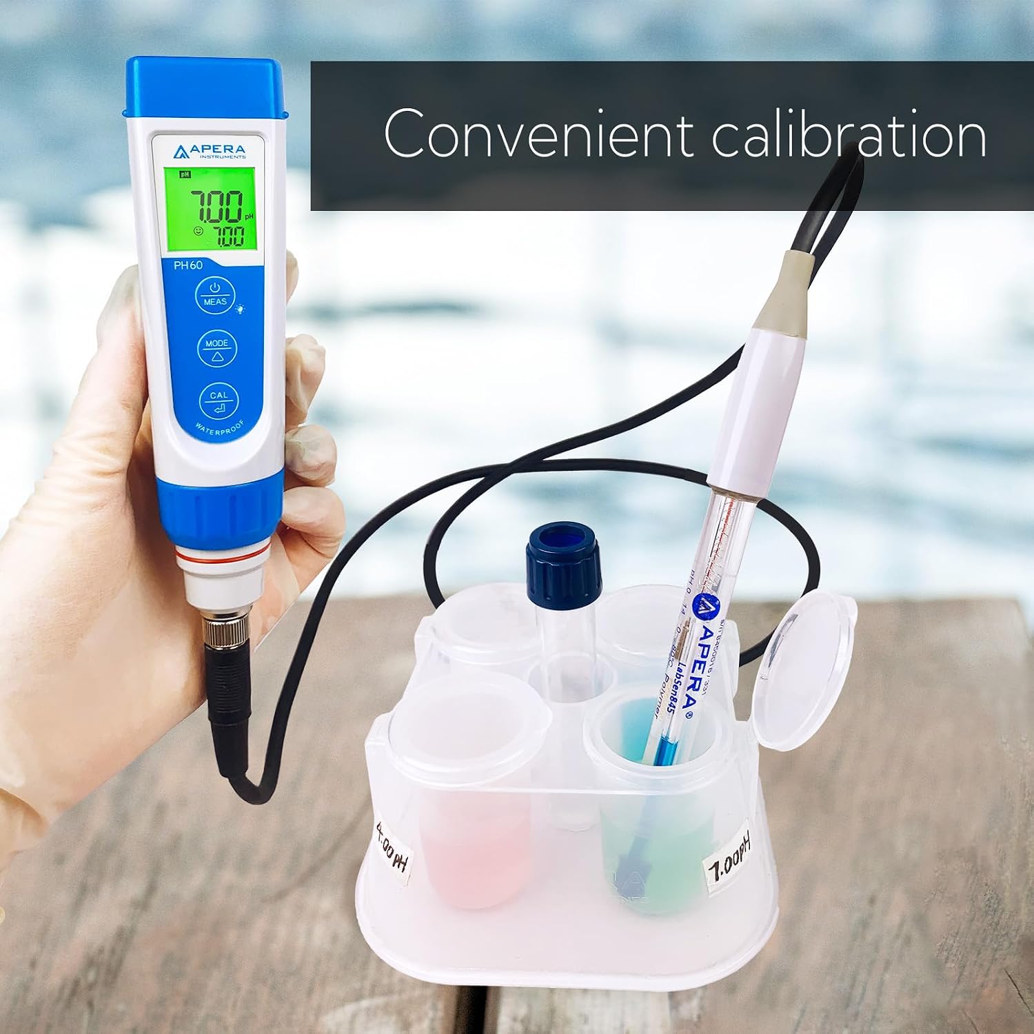 Apera Instruments AI311 Premium Series PH60 Waterproof pH Pocket Tester Kit, Replaceable Probe, ±0.01 pH Accuracy, Lcd display