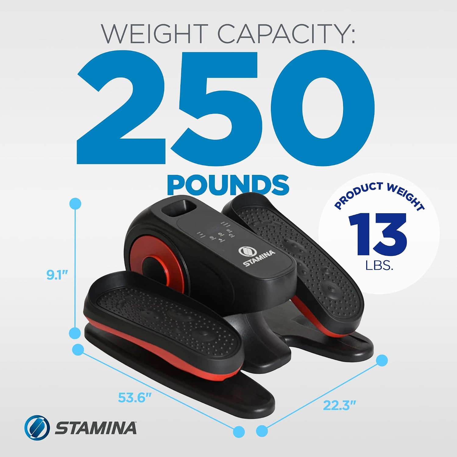 Stamina Inmotion Compact Strider Foot Exercise Machine - Under Desk Elliptical - Standing or Seated Elliptical Fitness Equipment