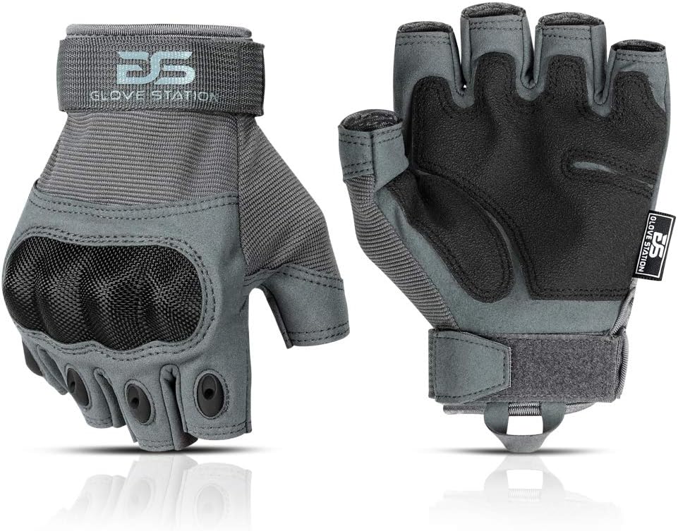 Glove Station Fingerless Knuckle Motorcycle Gloves, TACHK200