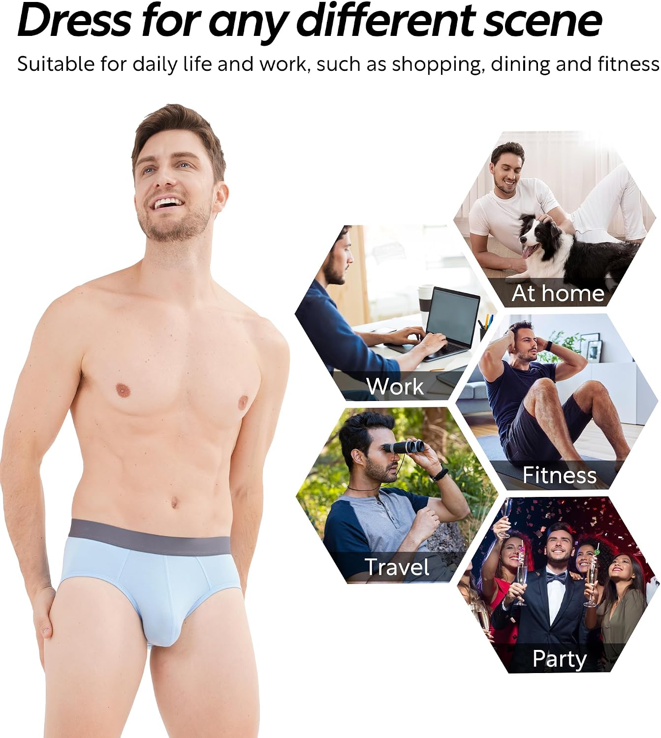 DAVID ARCHY Men's Bamboo Rayon Briefs Underwear Breathable Support Pouch