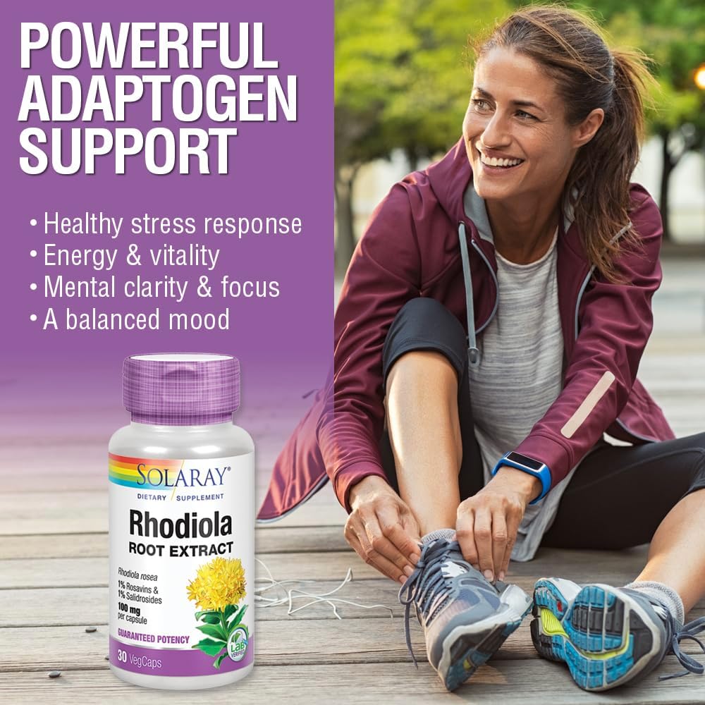 SOLARAY Rhodiola Root Extract 100mg, 1% Salidrosides, 30 VegCaps