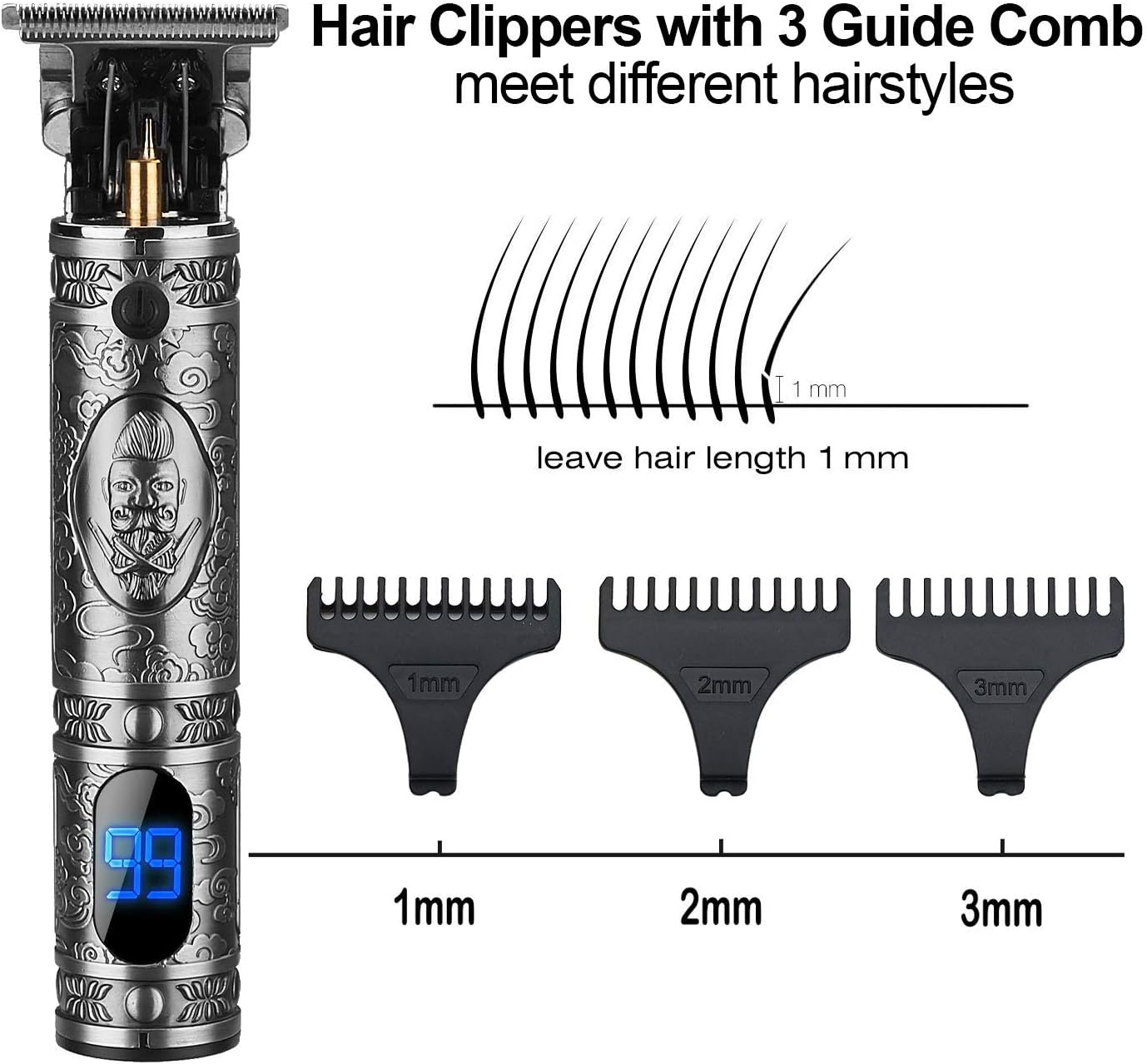 Suttik Hair Clippers for Men, Professional Hair & Beard Trimmer for Men, Mustache Trimmer T-Blade Hair Liner Edgers