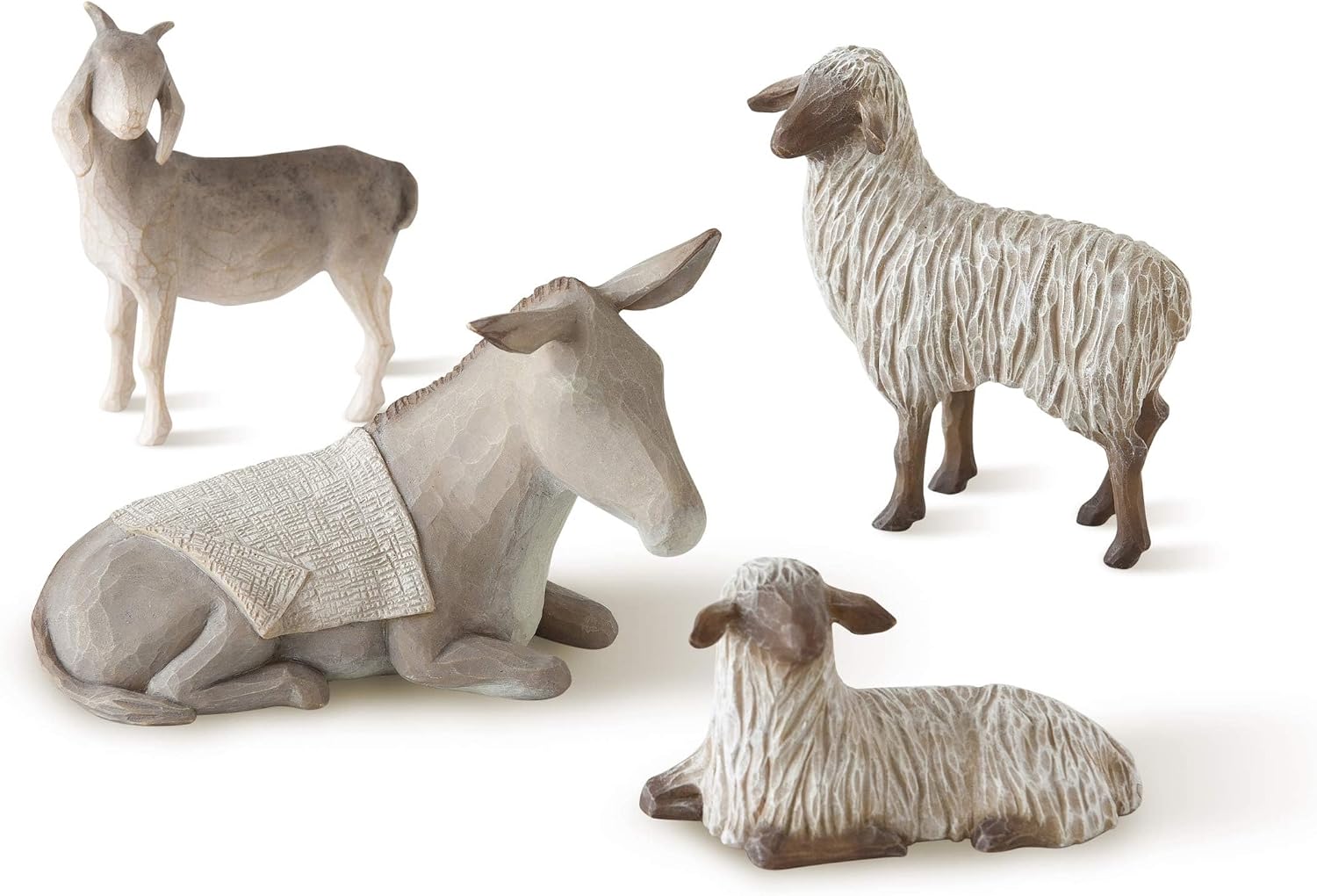 Willow Tree Sheltering Animals for the Holy Family, 4 Piece Nativity Set | Designed by Artist Susan Lordi, Build the Nativity Scene