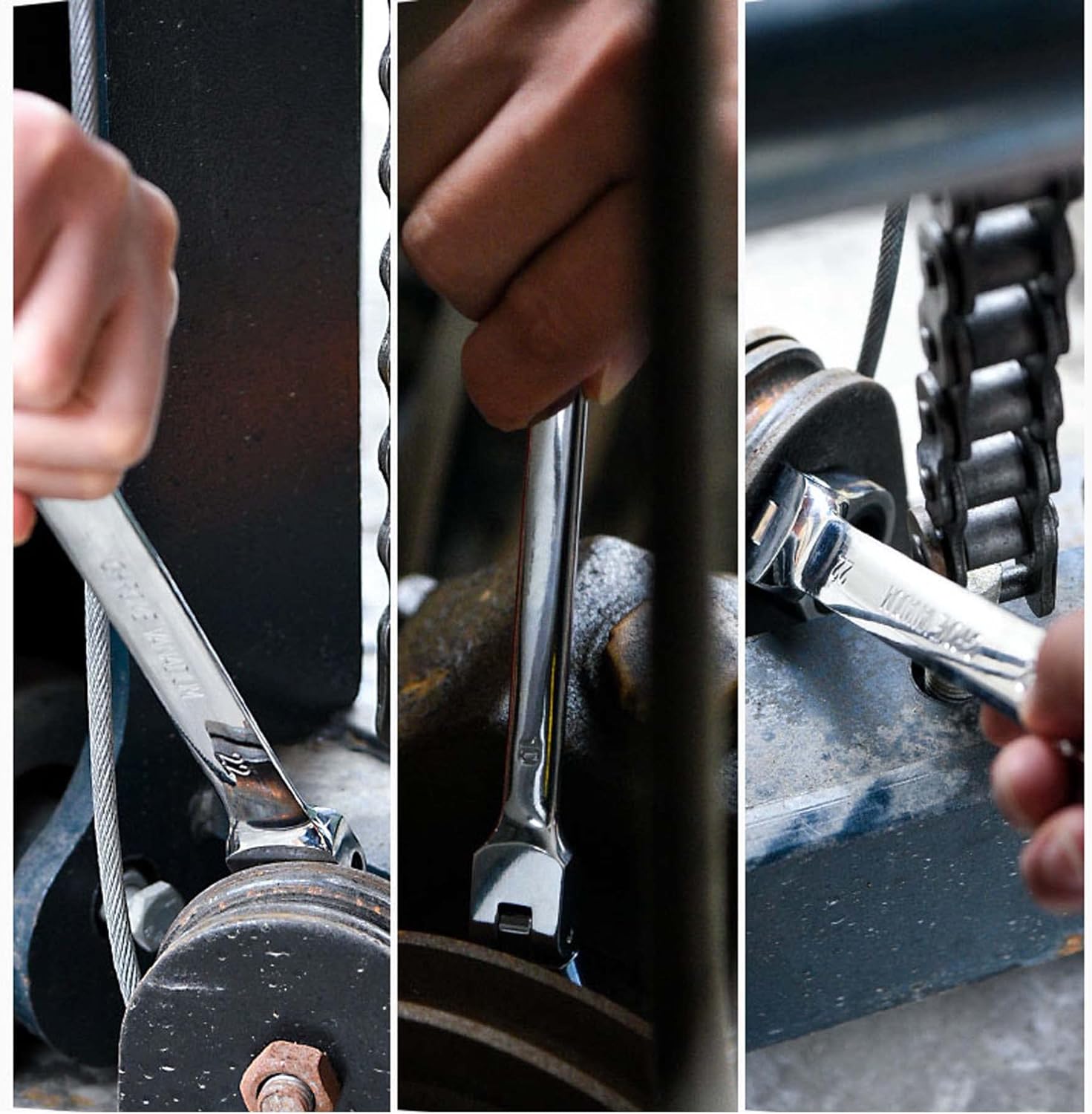 Qnkaa Flexible Ratchet Wrench Set 12pcs 8-19mm Spanner Gear Ring Ratcheting Combination Flexi Wrench Kit Metric Flex Head