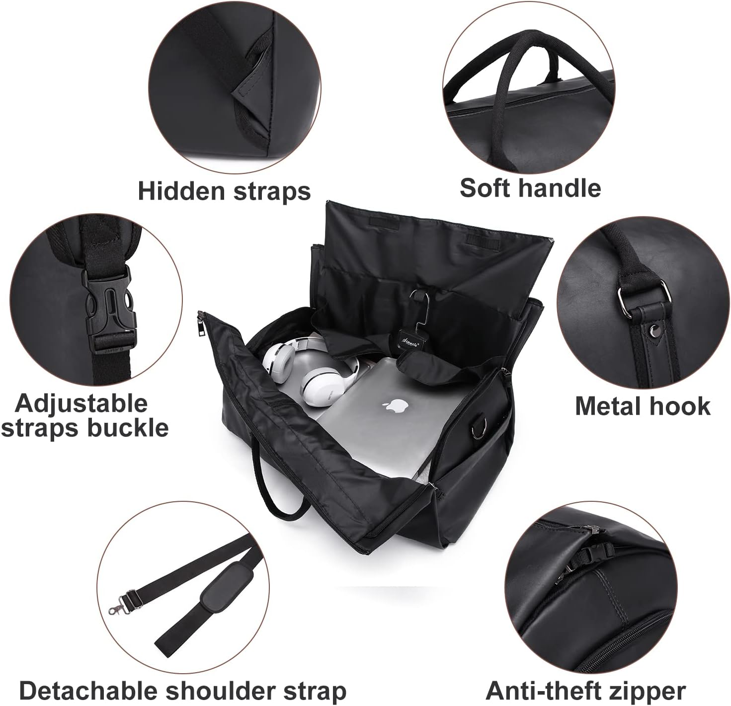 seyfocnia Convertible Travel Garment Bag,Carry on Garment Duffel Bag for Men Women - 2 in 1 Hanging Suitcase Suit Business Travel Bag