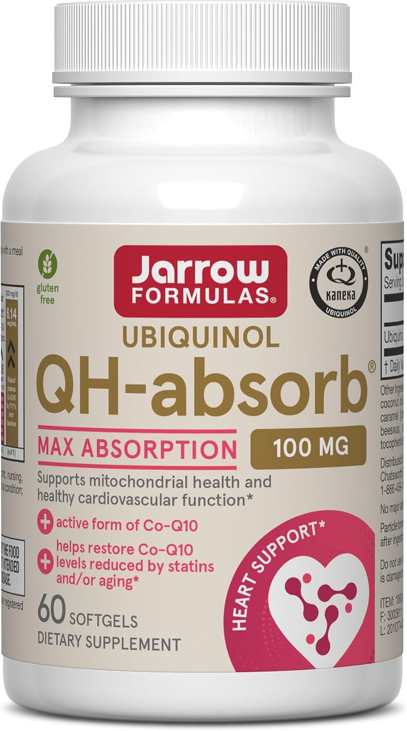 Jarrow QH-Absorb Ubiquinol 100mg CoQ10, Heart Health, 120 Softgels | High Absorption, Supports Mitochondrial Energy Production & Healthy Cardiovascular Function, Dietary Supplement
