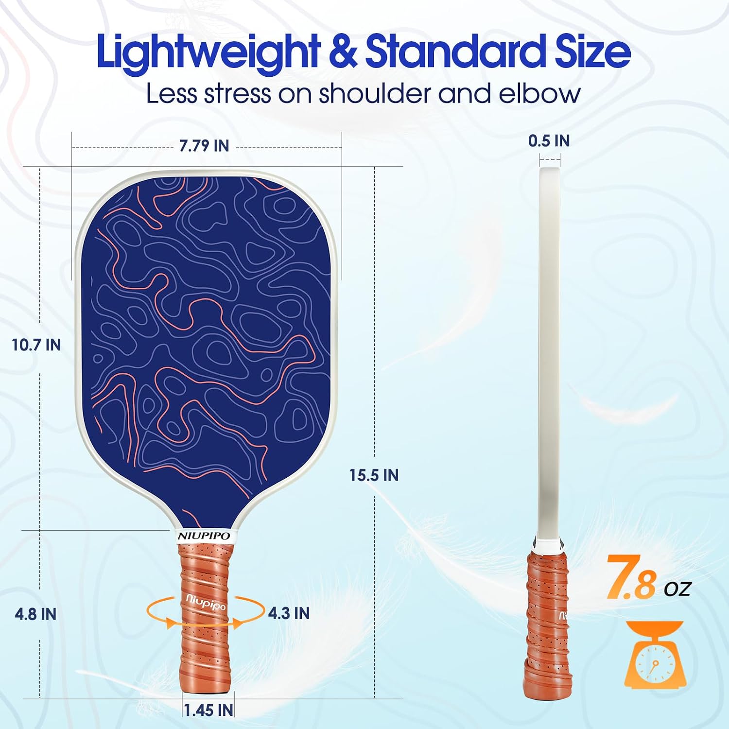 niupipo Pickleball Paddles Set of 2 or 4, USAPA Approved Fiberglass Pickleball Paddle Set with Balls and Bag, Polypropylene Honeycomb Core