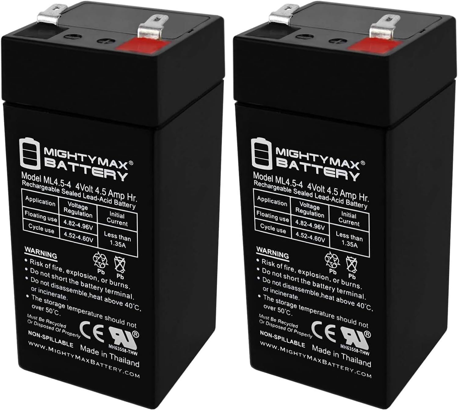 Mighty Max Battery 4 Volt 4.5 Ah SLA Battery for Zareba 2 Mile Fence Solar Charger
