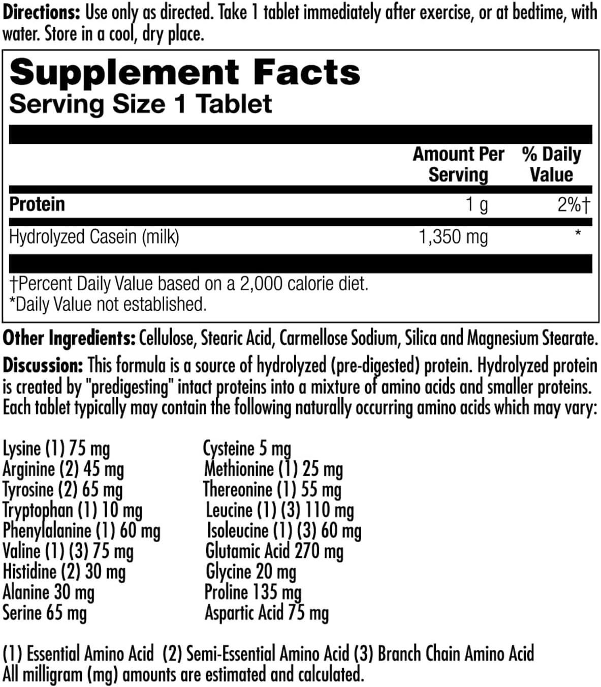 KAL Amino Acid Complex Tablets 1000 mg, 100 Tablets