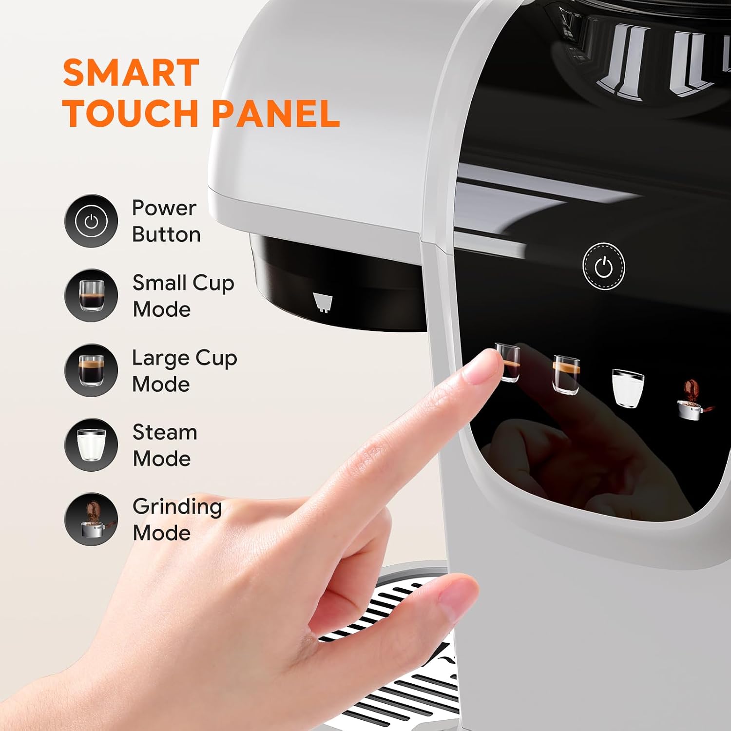 RECAFIMIL Semi-Automatic Espresso Machine with Grinder, 20 Bar, Compact Professional Coffee Maker with Milk Frother, Latte & Cappuccino