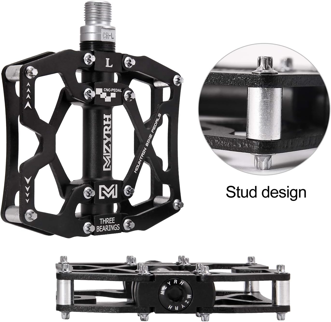 MZYRH Mountain Bike Pedals, Ultra Strong Colorful CNC Machined 9/16" Cycling Sealed 3 Bearing Pedals