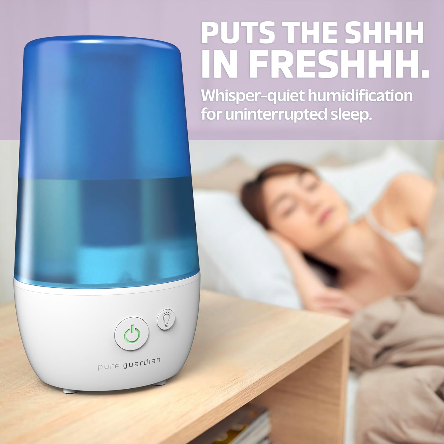 PureGuardian Ultrasonic Cool Mist Humidifier with Aromatherapy Tray, 70-Hour Run Time, 1-Gallon Tank Capacity, 320 Sq. Ft. Coverage for Small Rooms