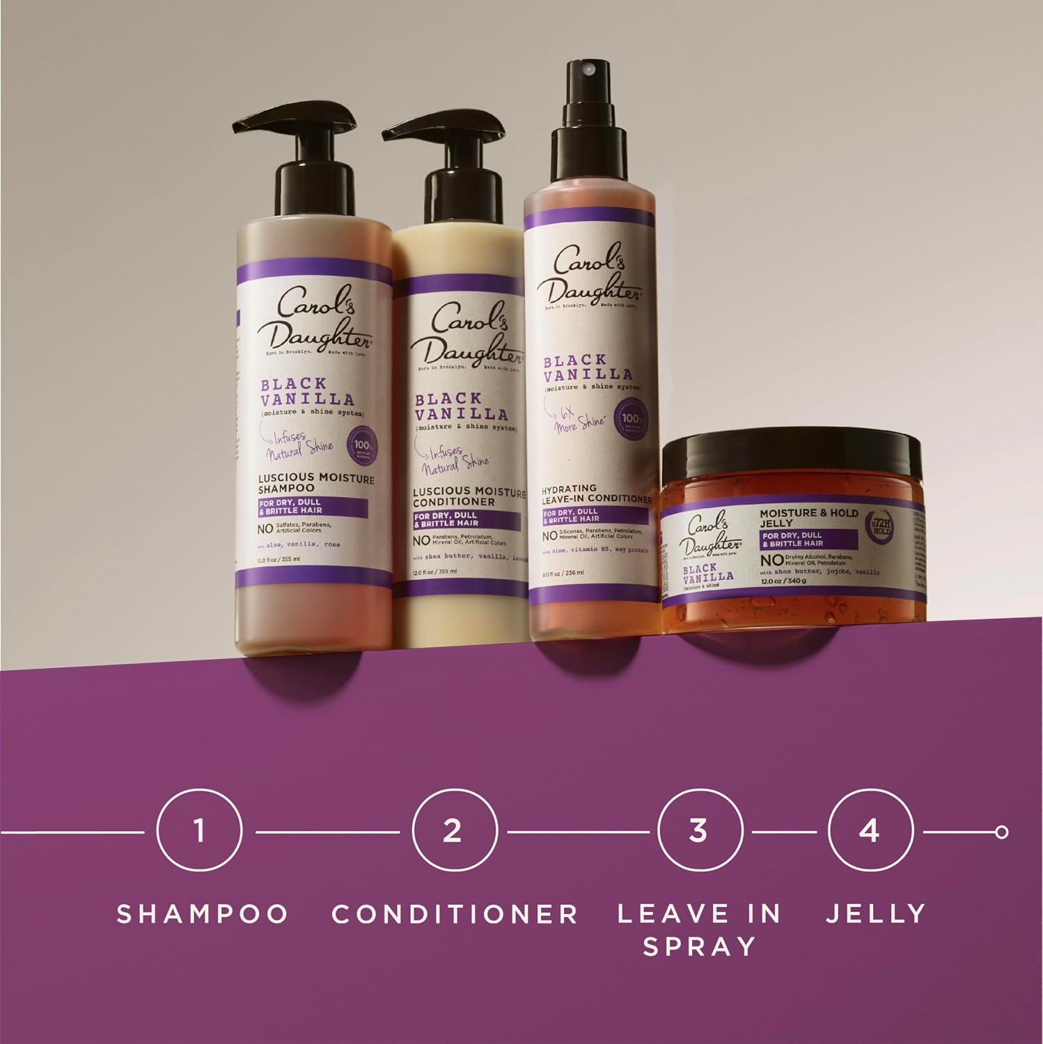 Carol's Daughter Black Vanilla Leave In Conditioner for Curly, Wavy or Natural Hair, Moisturizing Hair Care for Dry, Dull or Brittle Split Ends, 8 Fl Oz