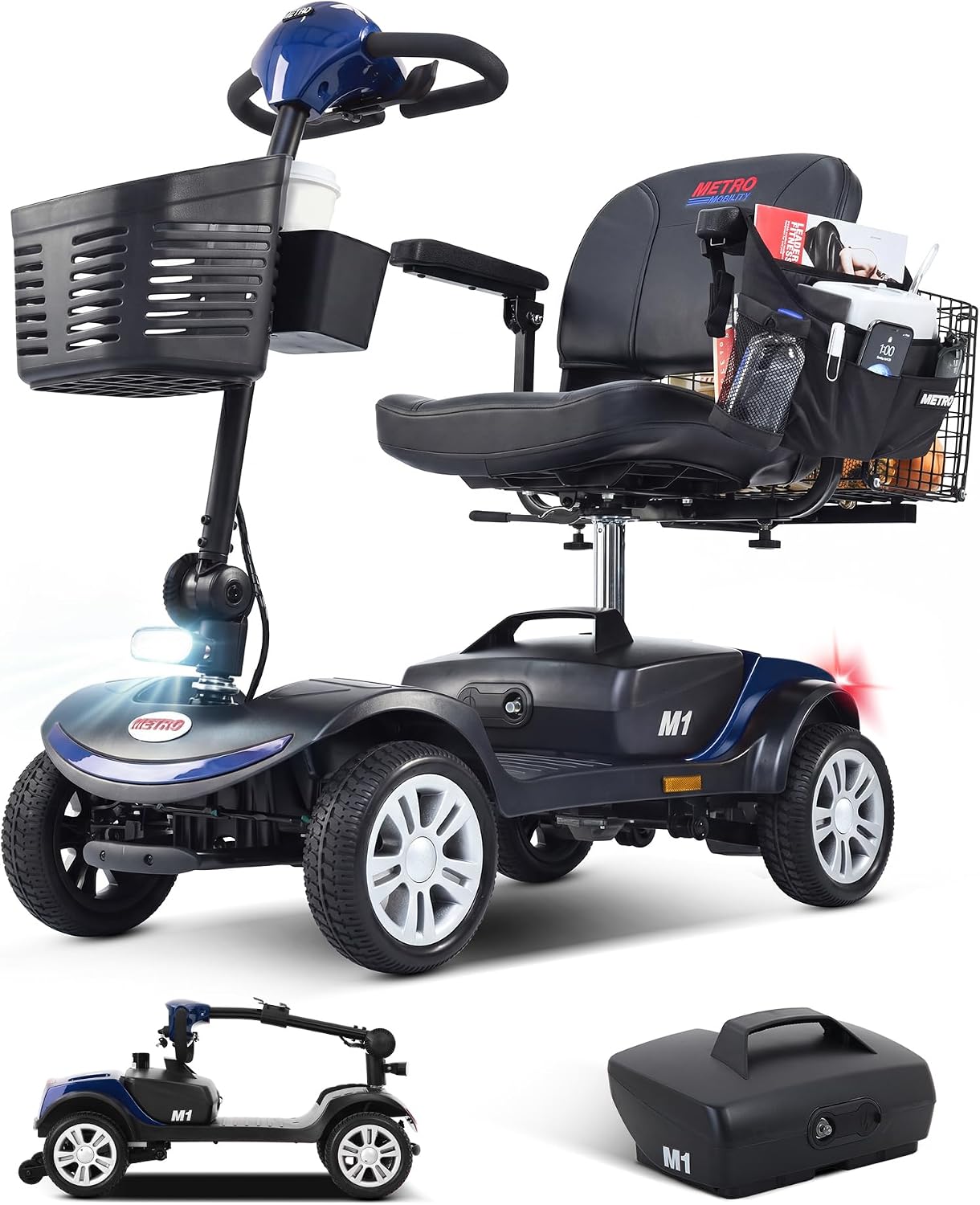 MetroMobility 15-25Miles 330lbs Electric Mobility Scooters for Seniors Blue