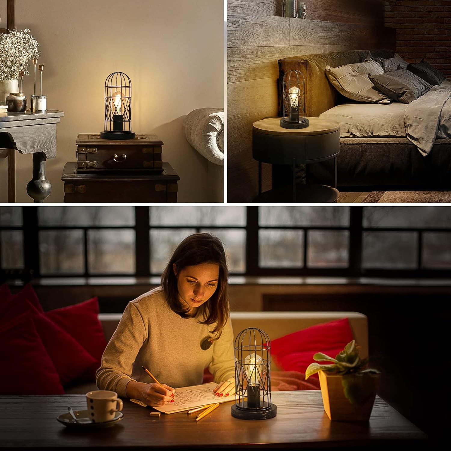 Touch Control Table Lamp, 3 Way Dimmable Lamp, Industrial Bedside Lamp