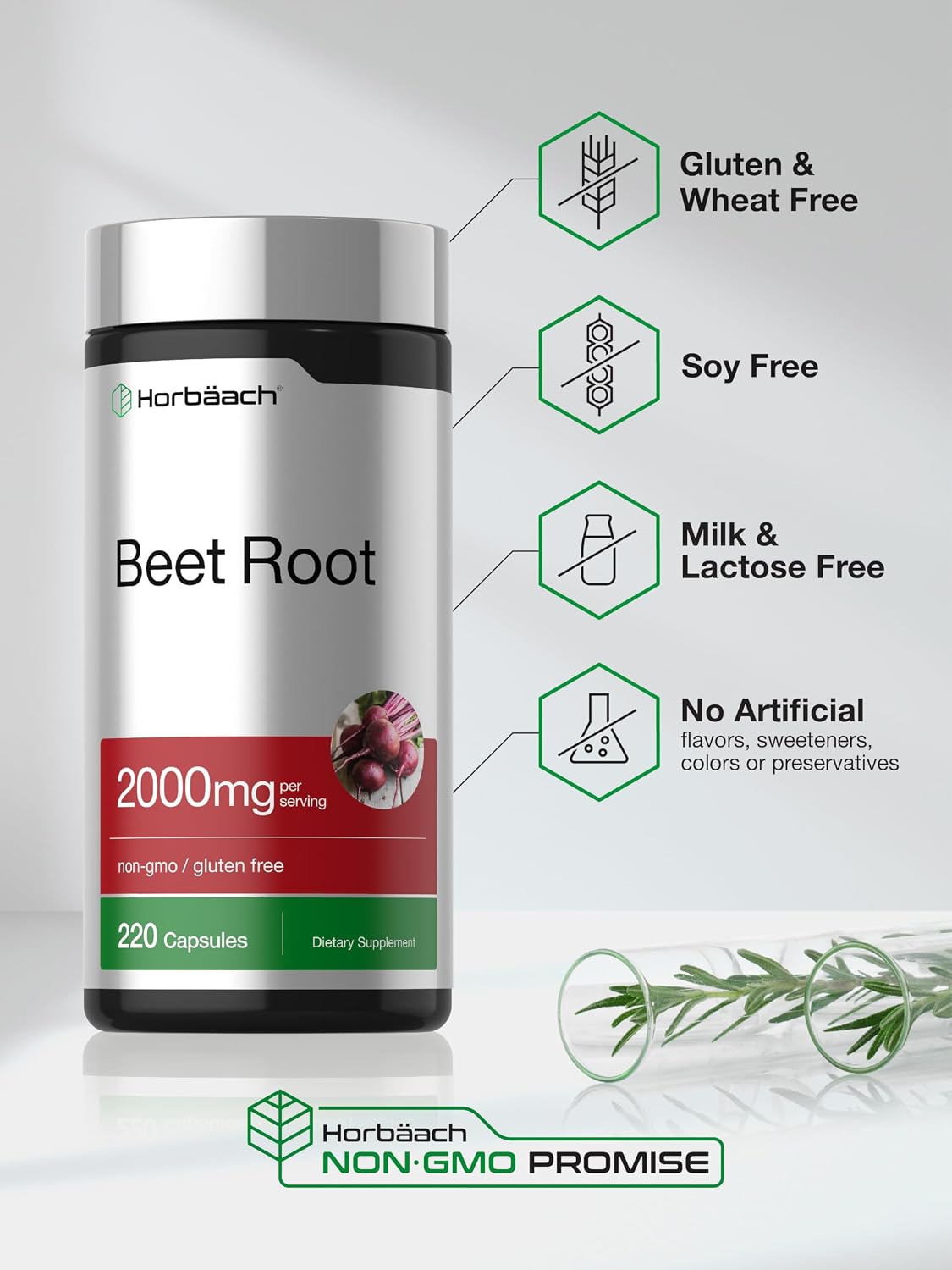 Horbäach Beet Root Powder Capsules | 220 Pills | Herbal Extract