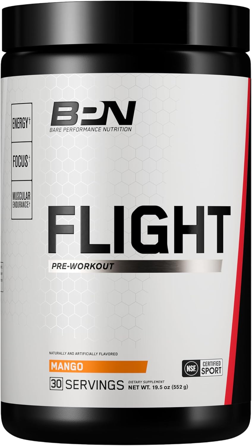 BARE PERFORMANCE NUTRITION BPN Flight Pre Workout, Supports Energy and Mental Focus, Improved Endurance & Muscle Pumps with CarnoSyn® Beta Alanine