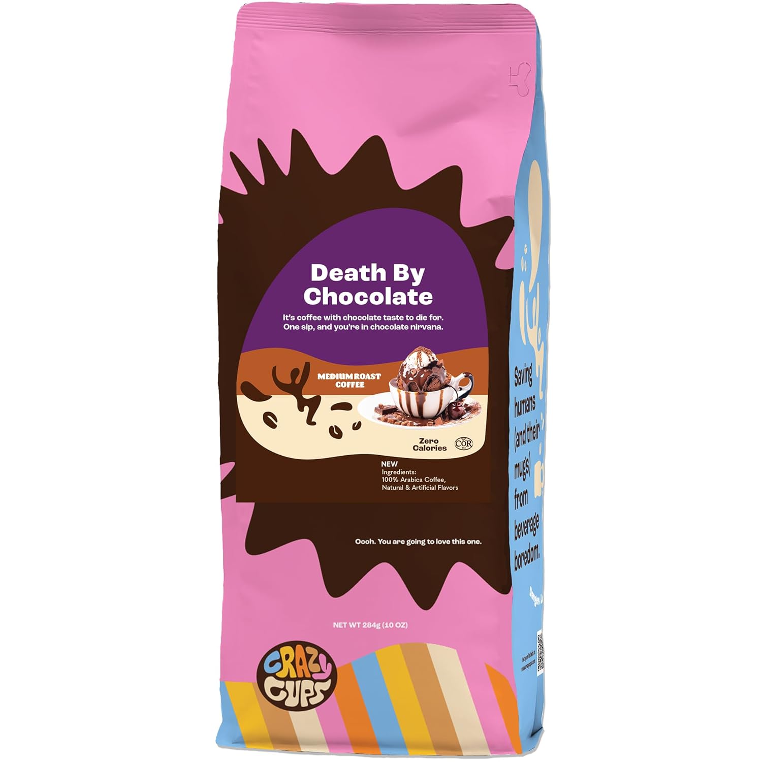 Crazy Cups Flavored Ground Coffee, Cinnamon French Toast, in 10 oz Bag, For Brewing Flavored Hot or Iced Coffee