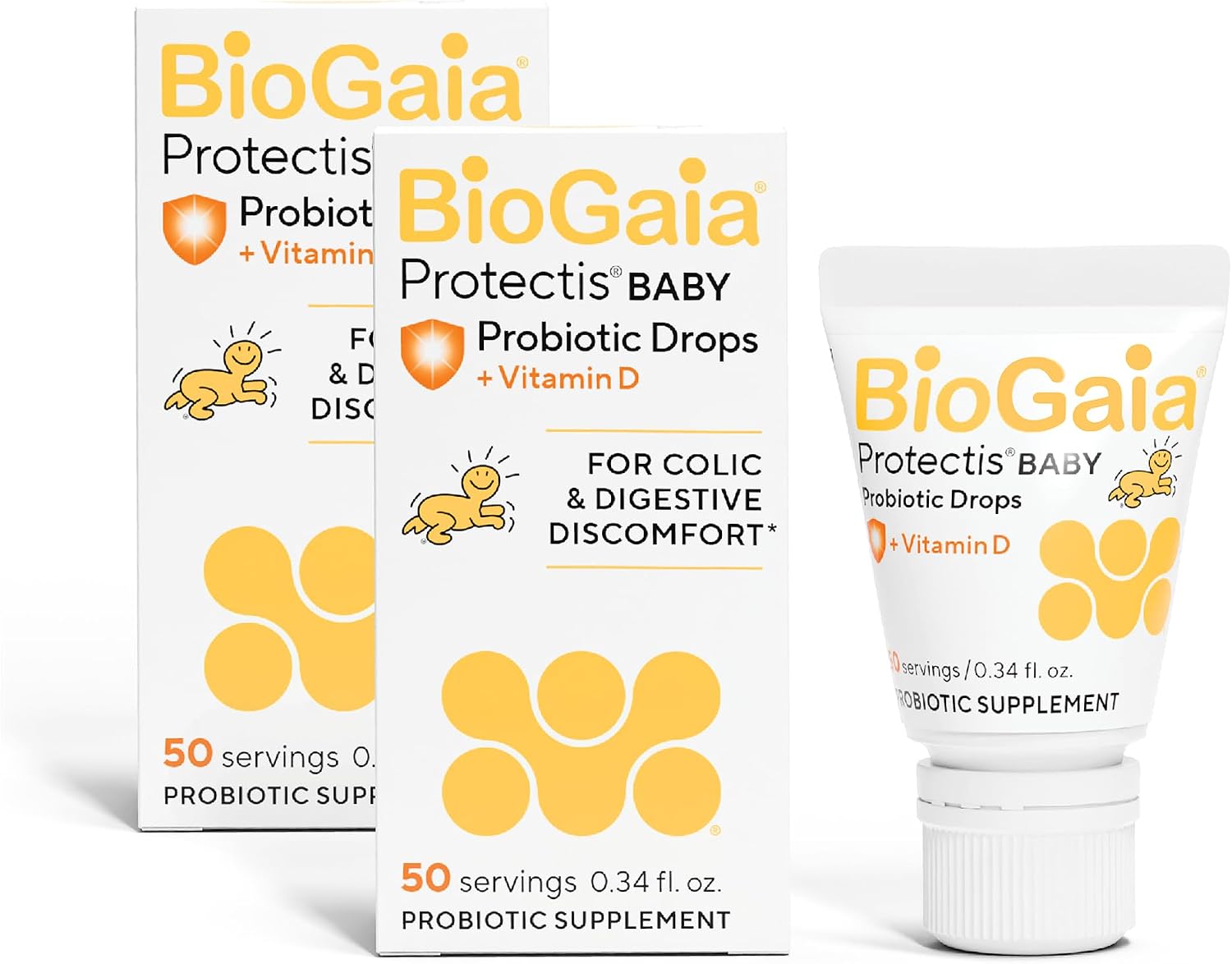 BioGaia Baby Probiotic Drops - Colic & Gas Relief + Vitamin D, 50-Day Supply, Safe for Newborns, Reduces Crying, Fussing, Colic, Gas