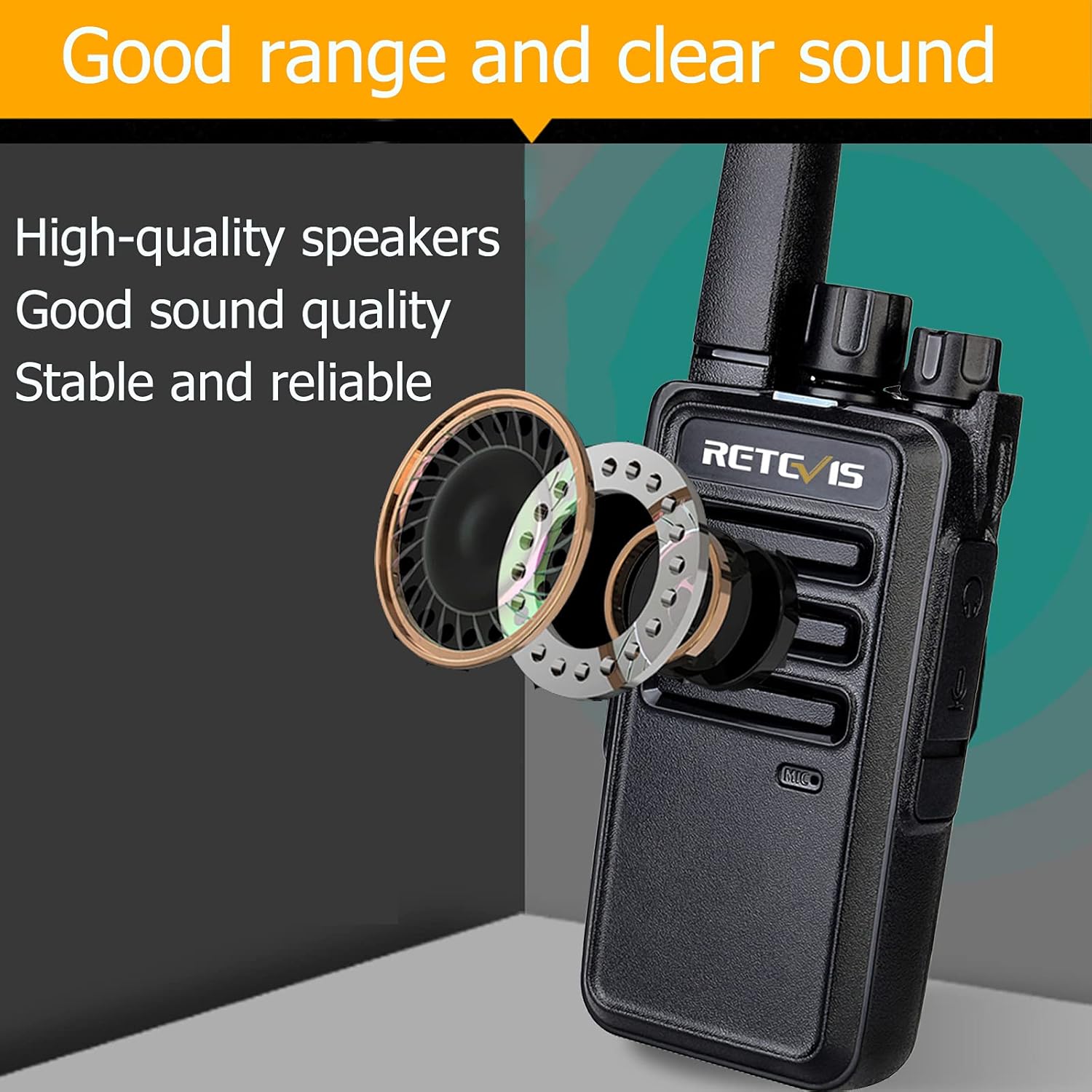 Retevis RT68 Walkie Talkies for Adults, Portable FRS Two-Way Radio (4 Pack) | Splash-Proof & Weather-Resistant, Powerful 500mW Speaker