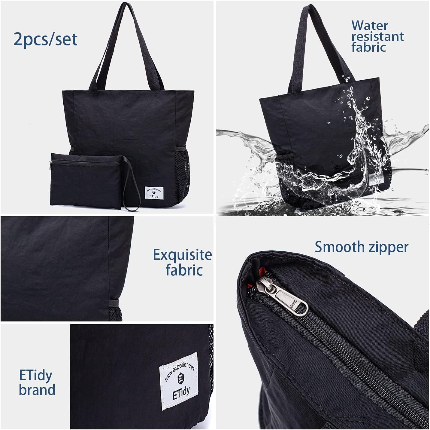 ETidy Large Capacity Foldable Tote Bag With Zipper