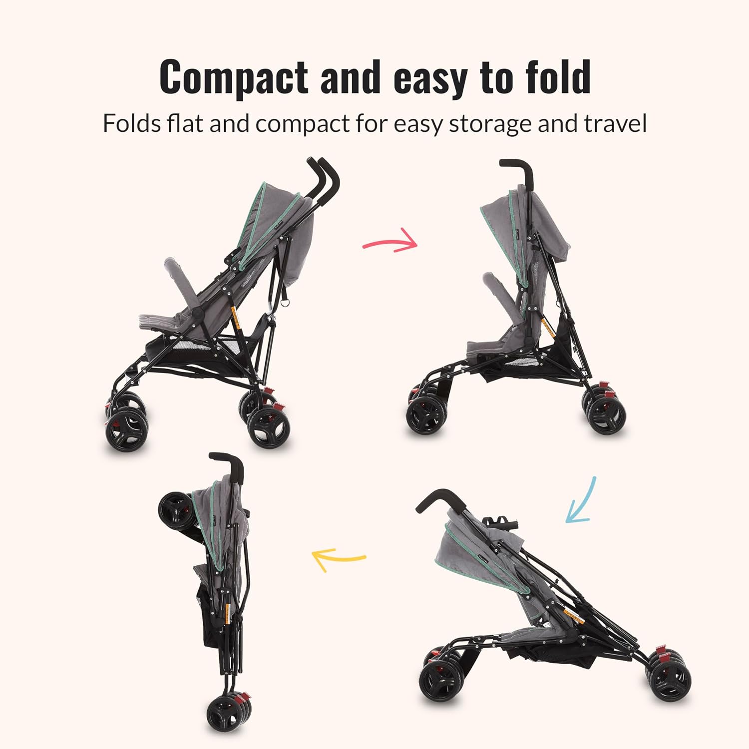 Dream On Me Vista Moonwalk Baby Stroller in Light Gray, Lightweight Infant Stroller with Compact Fold