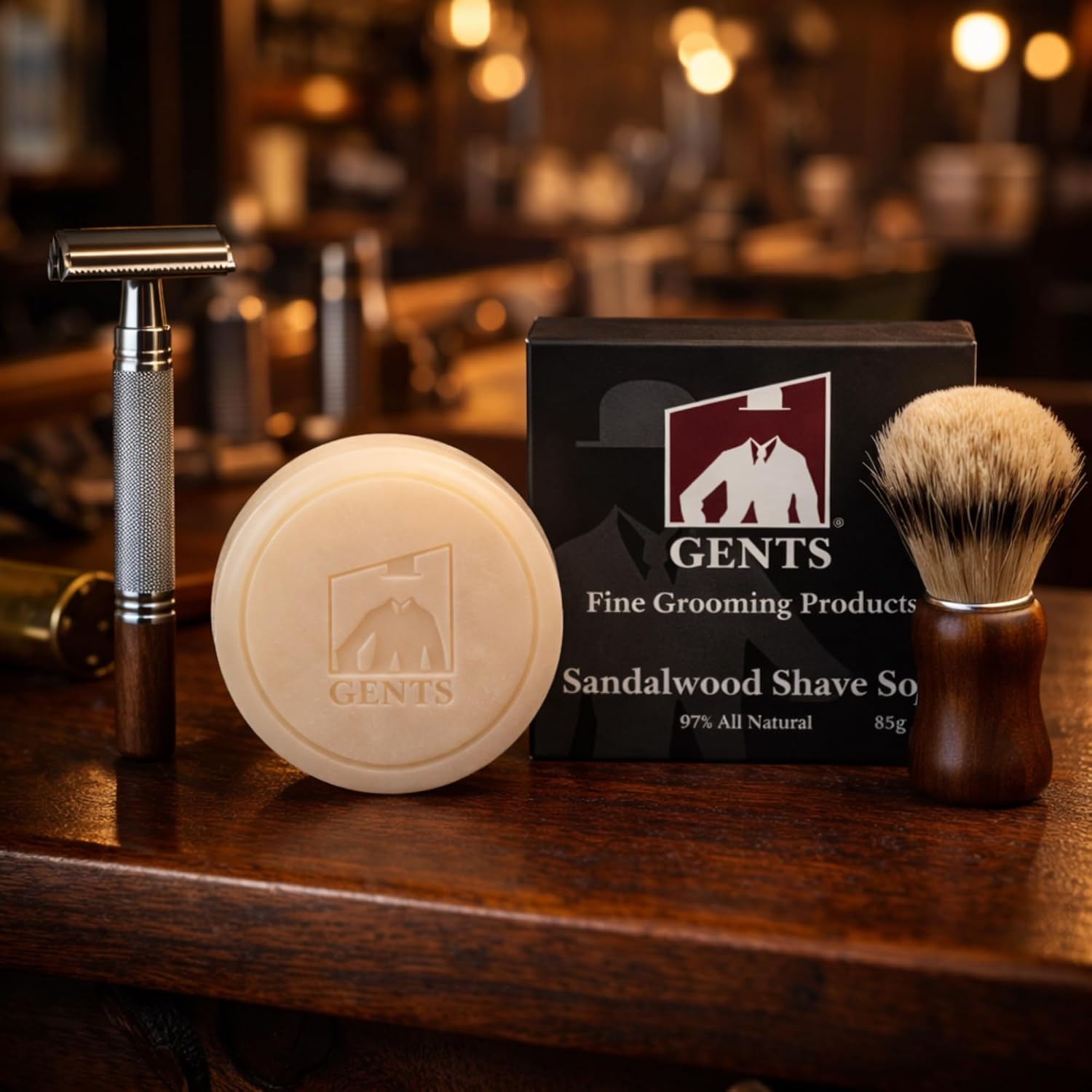 GENTS Men’s Shave Soap, 97% Natural Cedar Pine Scent, Rich Lather Wet Shaving, Traditional Shaving Soap for Men, 3oz Puck