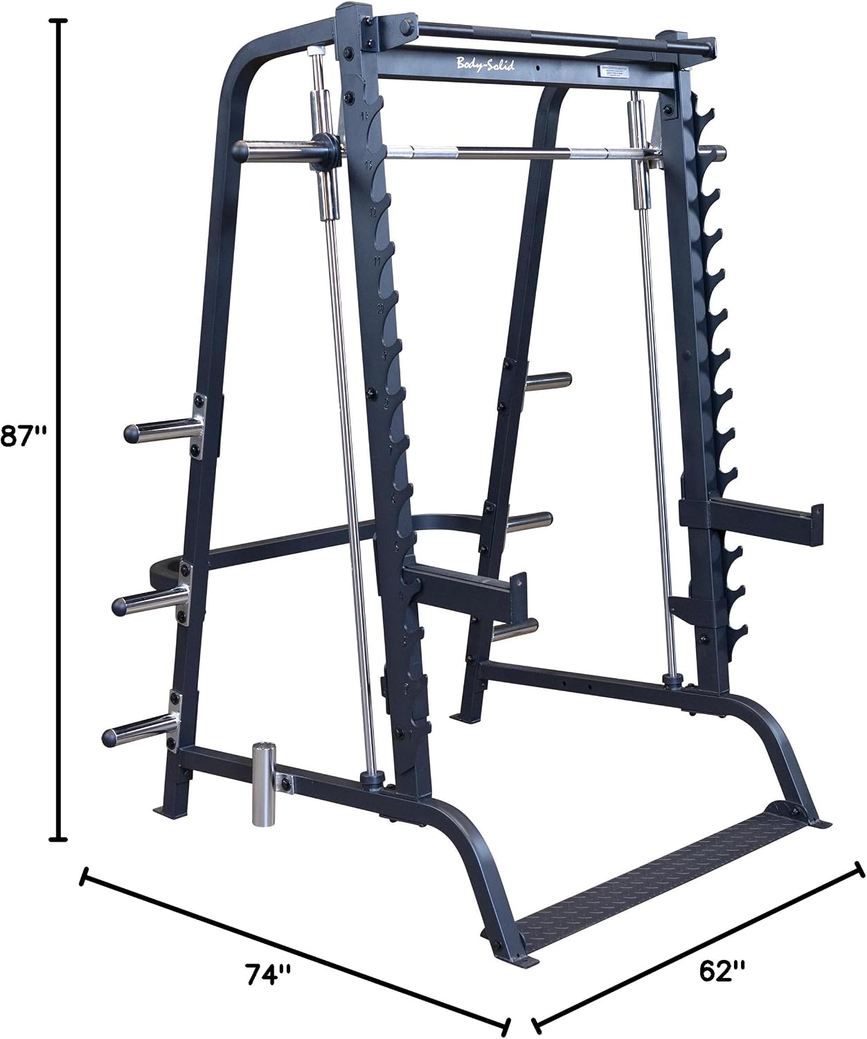 Body-Solid Precise 7° Angle Smith Machine Home Gym - Strength Training Equipment with Adjustable Safeties, Squat Rack Cage