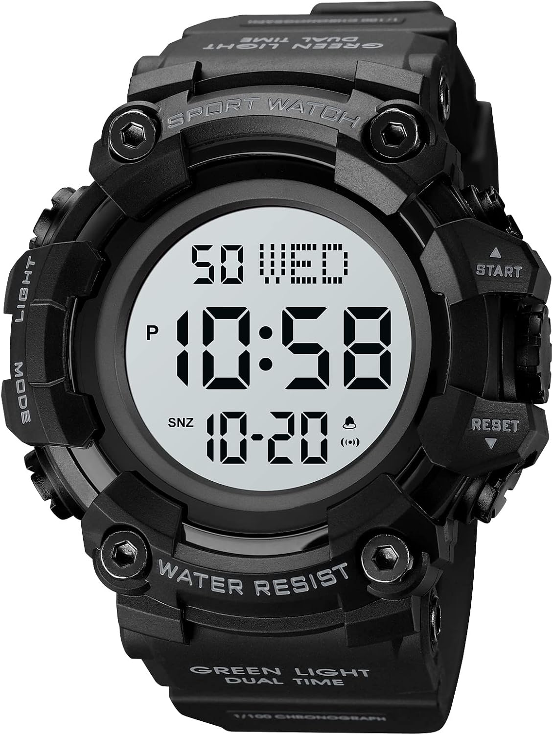 Gosasa Men Sport Watch Countdown Stopwatch Watch Mens Wrist Watch Waterproof LED Electronic Digital Male Watch 12/24 Hour Multifunctional Watch