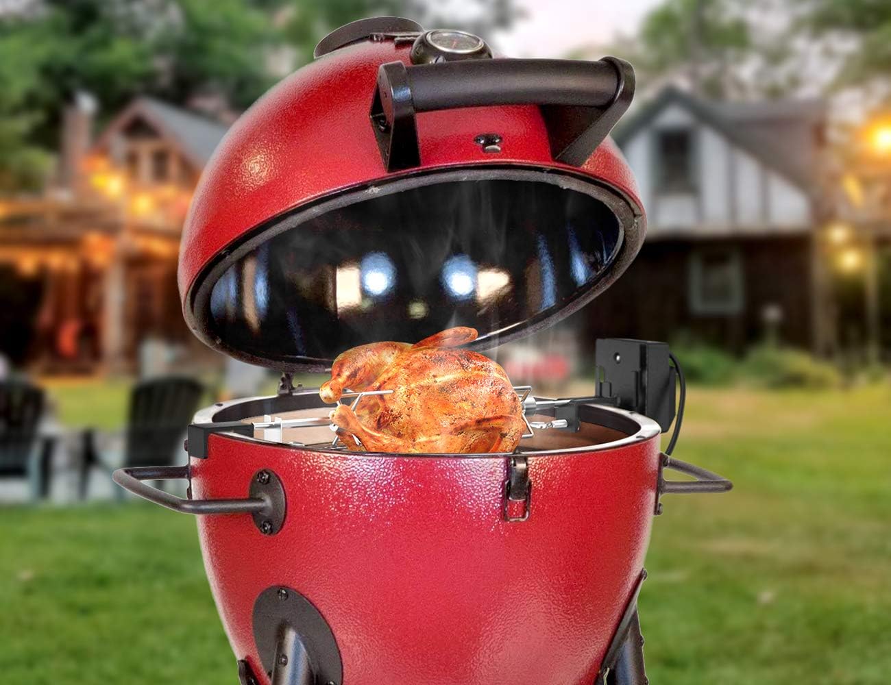 Skyflame Stainless Steel Rotisserie Kit with Heavy Duty Motor