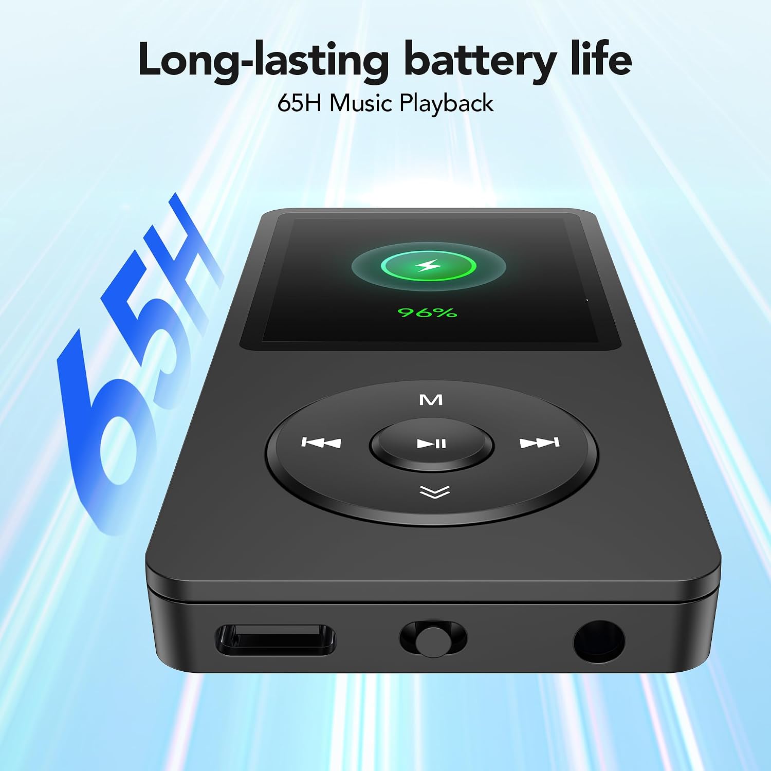AGPTEK A02S 16GB MP3 Player, 65 Hours Playback Music Player, Dark Blue | Lossless Sound, Supports up to 128GB