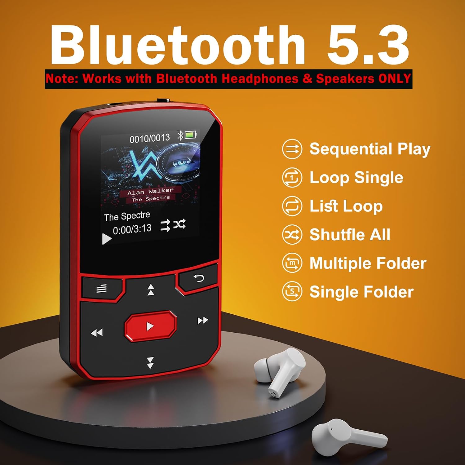 RUIZU 64GB Clip MP3 Player with Bluetooth 5.3, Lightweight 1 oz | Portable Music Player for Sports Running, Physical Buttons, FM Radio, Voice Recorder, Sleep Timer, Up to 128GB microSD Card