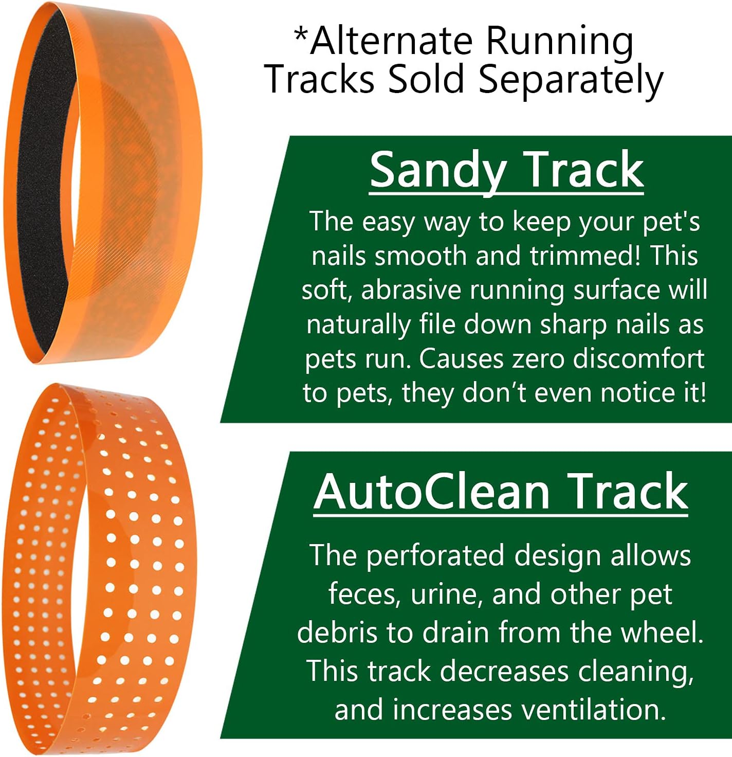 Sandy Track - for Green Silent Runner 12" Wide - Textured Nail Trimming Track for Pet Exercise Wheel (Green 12" Wide)