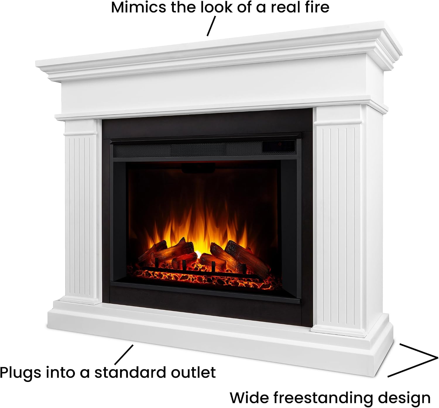 Real Flame Centennial Grand Electric Fireplace with Mantel for Living Room or Bedroom, Replaceable Fireplace Insert Heater
