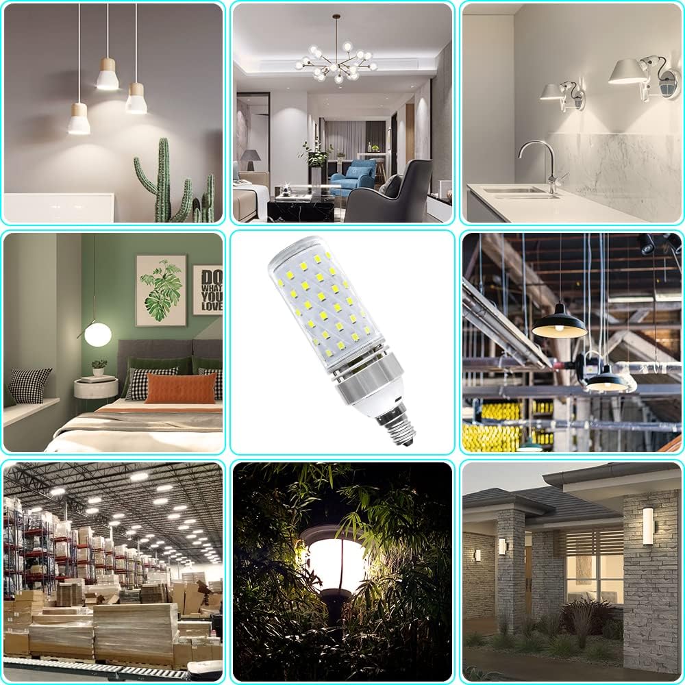 LEDLightsWorld Super Bright E12 LED Corn Bulbs, 16W 1500LM Bulbs, Daylight White 6000K Lights, CRI80+, 120W Incandescent Bulb Equivalent