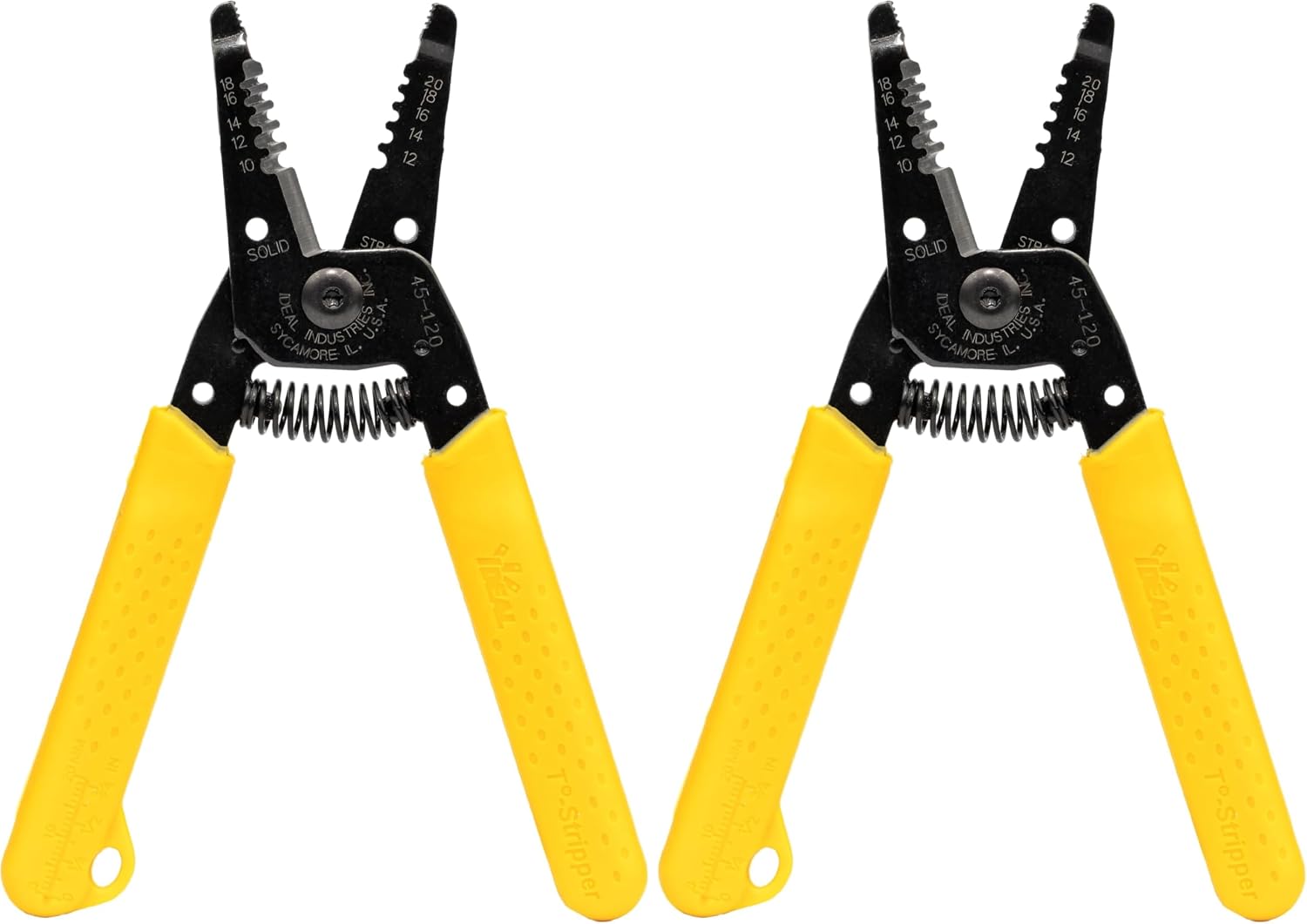 IDEAL Electrical Reflex Super T-Stripper Wire Strippers, 8–16 AWG Solid, 10–18 AWG Stranded, Ergonomic Wire Cutter and Stripping Tool with Textured Sleeves, Locking Handle