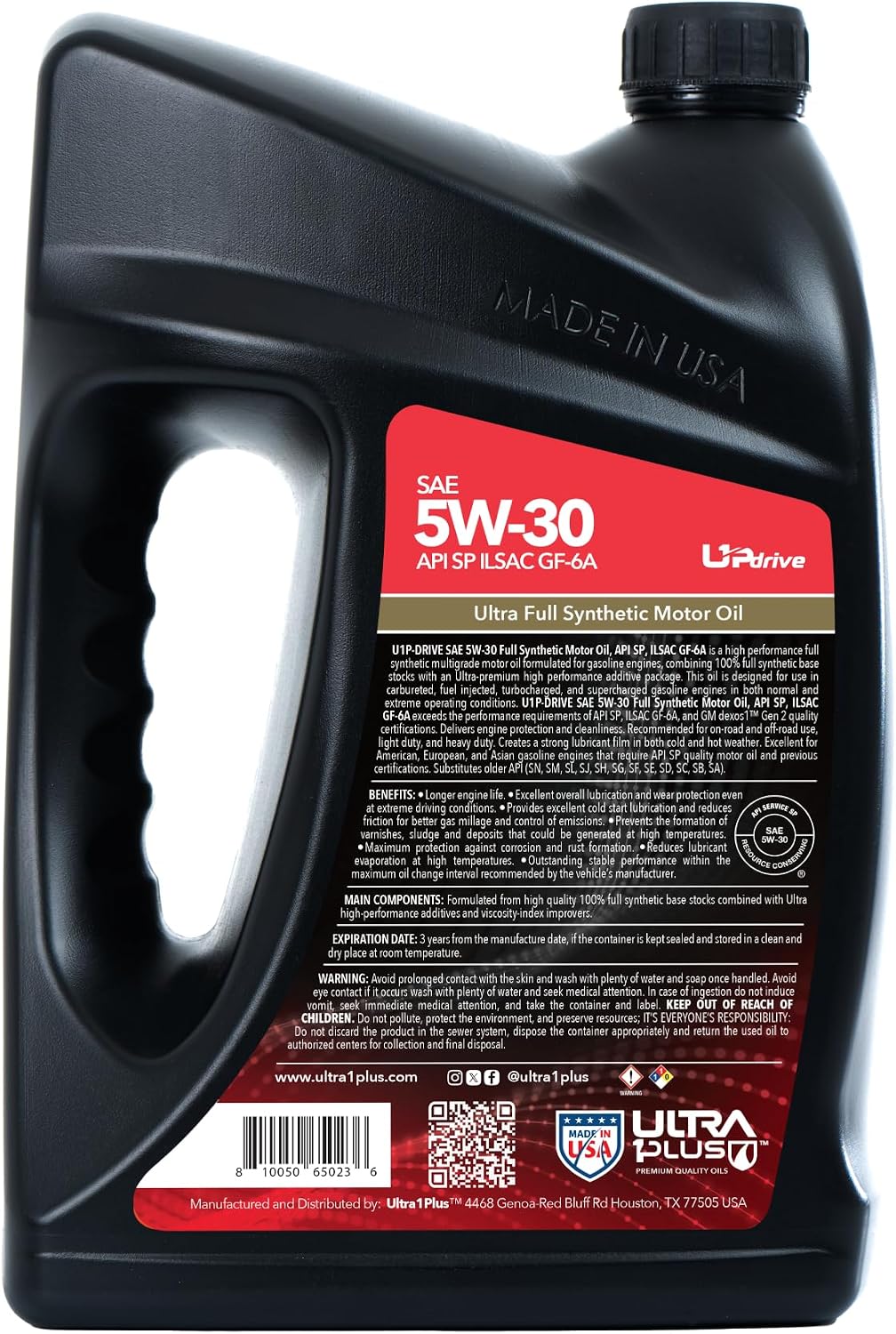 SAE 5W-30 Full Synthetic Motor Oil API SP ILSAC GF-6A 1 Gallon
