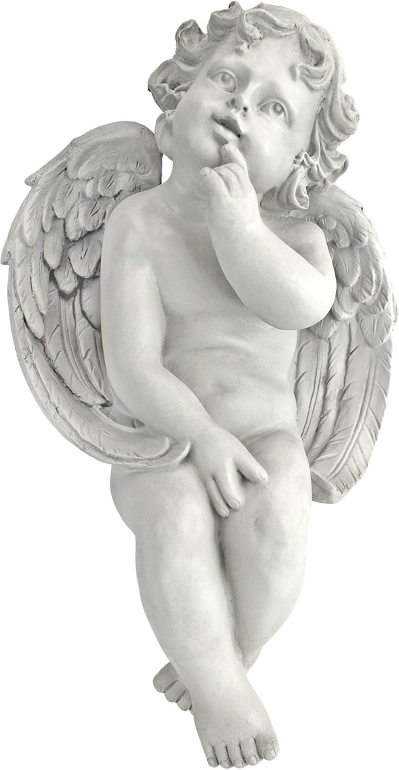 Design Toscano JE101261 Angel of Meditation Shelf Sitting Statue, 13 Inch, Polyresin, Antique Stone